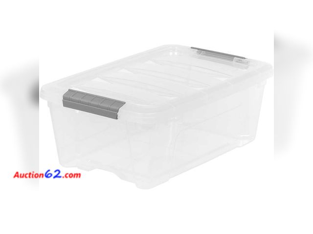 Lot 44-329p - iris Buckle Up Storage Box, 12.9 Quart, Clear, 4 Count Appears New, A basic inspection has been given to this item. Sold AS-IS.