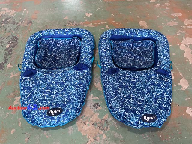 Lot 44-4018p - Aqua Luxury Pool Lounger, 2 Pack- Unable to Test Back Rest- Holding Air- Dusty E-Commerce Return, A basic inspection has been given to this ...