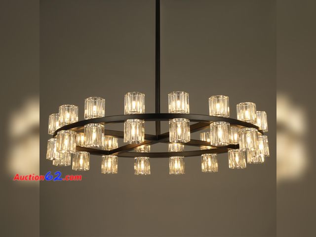 Lot 44-4045m - $379.99 Retail price - 32-Light Black Crystal Chandelier, Dia 33" Large Dining Room Light Fixture See All Photo's Appears New, A basic inspe...