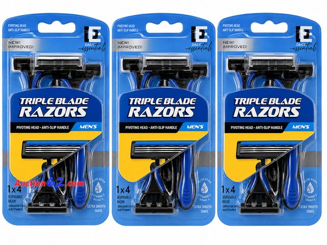 Lot 44-6077m - 3 packs of 4 men’s disposable triple blade razors. NEW. Appears New, A basic inspection has been given to this item. Sold AS-IS. See All Pho...