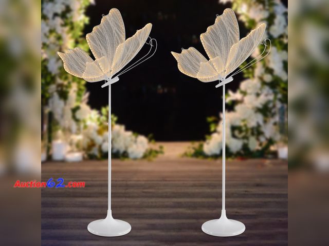 Lot 44-1859 - $128.09 Retail price - 2PCS 23.6" Wedding Butterfly LED Floor Lamp, 48W 110V Creative Ceiling Lamp 57.5-70.1" Adjustable Height Hanging Deco...