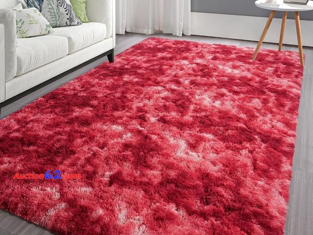 Lot 44-6624g - Pettop Fluffy Shag Area Rug, 3x5ft, Non-Slip and Washable, Burgundy Red Appears New, A basic inspection has been given to this item. Sold AS...