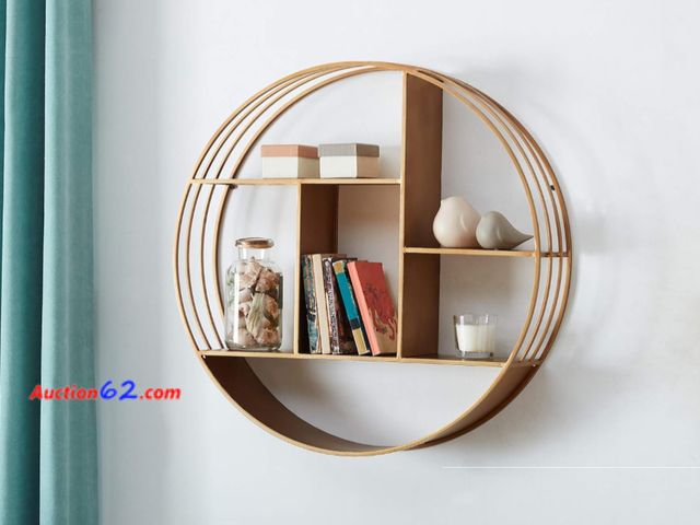 Lot 44-1110b - $68 Retail value- FirsTime &amp; Co. Gold Brooklyn Wall Shelf, Round 3 Tier Wall Mounted Floating Shelf for Bathroom, Bedroom, Living Room D...