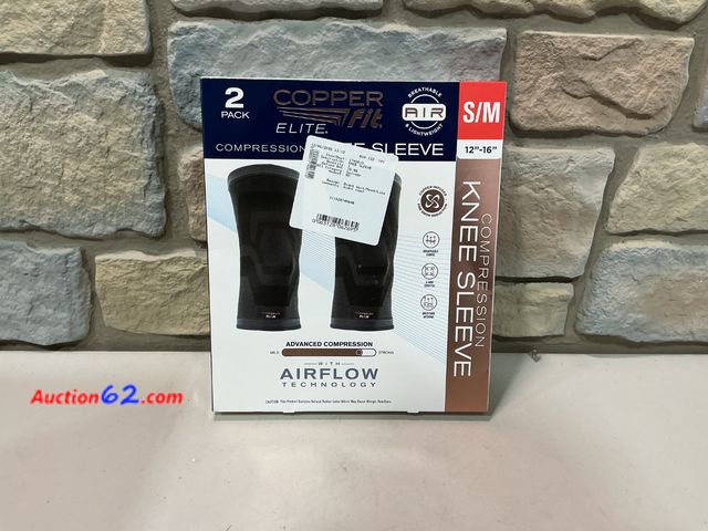 Lot 44-4017e - Copperfit Elite Air Knee Compression Sleeve, S/M, 2 Pack, Joint Pain Relief (Small/Medium (12"-16")) See All Photo's Not Tested Appears New,...