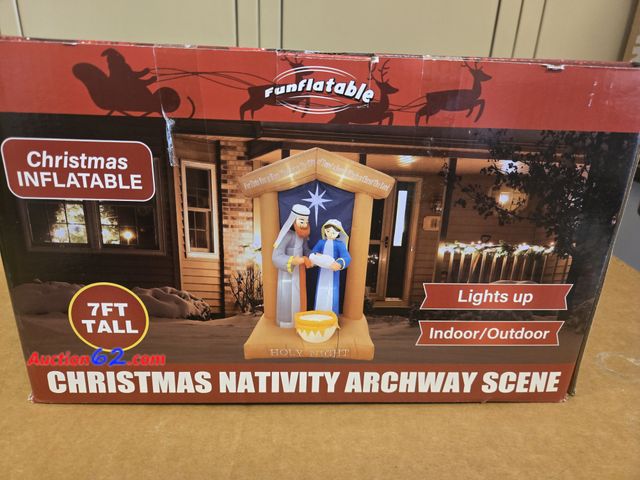 Lot 44-6575t - 7 FT Christmas Inflatable Nativity Scene Outdoor Decoration Appears New, A basic inspection has been given to this item. Sold AS-IS.