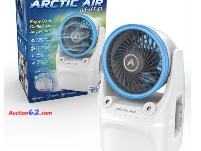 Lot 44-800o - Arctic Air Ice Jet X3 Air Cooler, 3 Speed Portable Cooler with LED, Lightweight &amp; Compact Space Cooler Appears New, A basic inspection h...