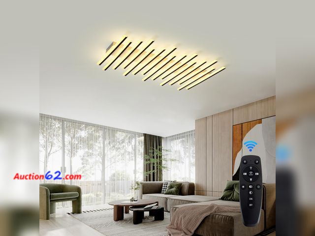 Lot 44-451o - $219.99 Retail price - JAYMP 15 Lights Linear Modern Ceiling Light 43.3 inch Dimmable LED Chandelier Semi Flush Mount Light Fixture for Dini...