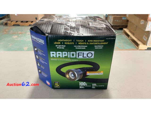 Lot 44-1805a - Teknor Rapid Flo 5/8 in. x 100 ft. Compact Garden Hose See All Photo's Not Tested E-Commerce Return, A basic inspection has been given to th...