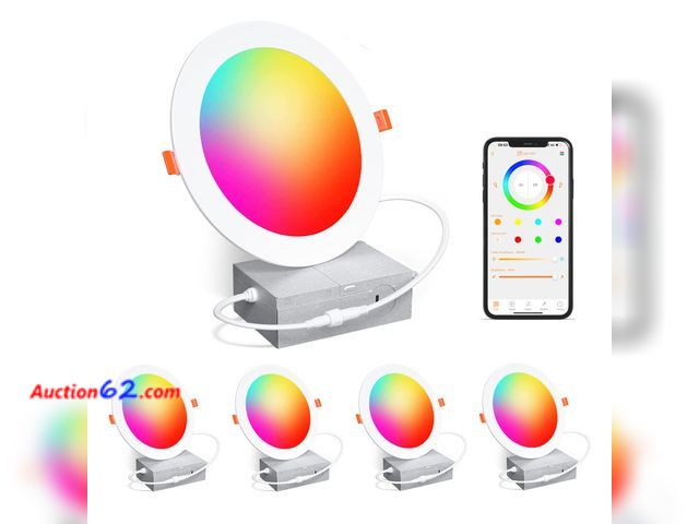 Lot 44-875w - $149.99 Retail price - Recessed Lighting 6 Inch RGBCW Color Changing Smart Recessed Ceiling Lights 16W 1350LM LED Downlights Dimmable by Ale...