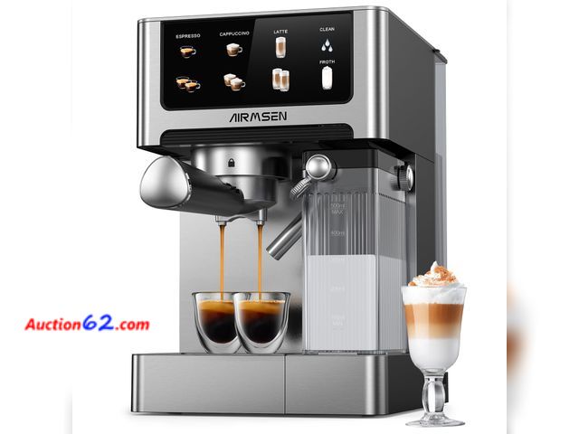 Lot 44-852i - $169.99 Retail price - AIRMSEN 20 Bar Espresso Machine with Automatic Milk Frother, Cappuccino &amp; Latte Coffee Maker with Quick Brew Dual...
