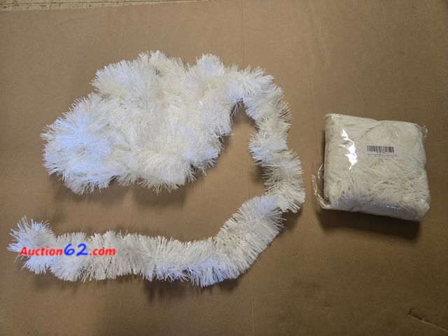 Lot 44-6531t - Lot of 2 25 ft Long Roll Tinsel Twist Garland, Shiny Metallic Foil Decorations (4" x 25' roll,) (White) Appears New, A basic inspection has ...
