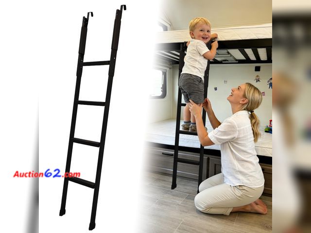 Lot 44-114 - Bunk Bed Ladder, 52"-64" Height Adjustable RV Bunk Ladder with 4 Wider Anti-Slip Steps, Heavy Duty Bunk Bed Stairs Only for Dorm, Loft Bed, ...