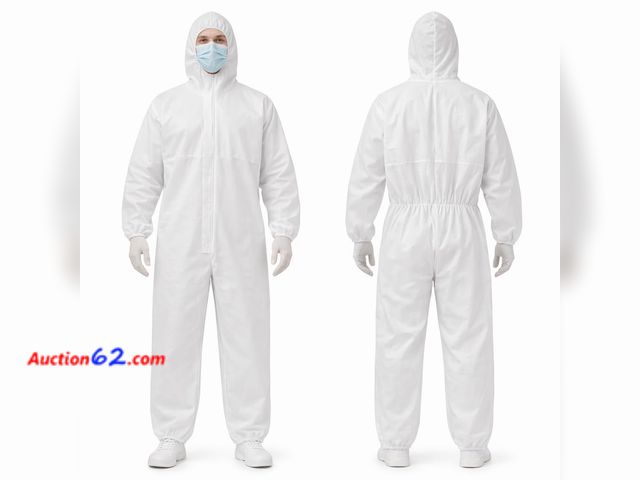 Lot 44-1655e - HOMLIVA Hazmat Suits Disposable Coveralls with Hood and Front Zipper, Elastic Wrists and Ankles, 10 Pack Full Body Protective Painting Cover...