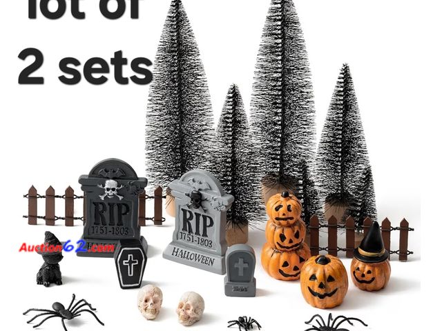 Lot 44-6518r - Lot of 2 Glooglitter 6 Pcs Halloween Light up Ghost Decor Horned Ghost and Ghost Cat Ghost Dog Colorful LED Appears New, A basic inspection ...