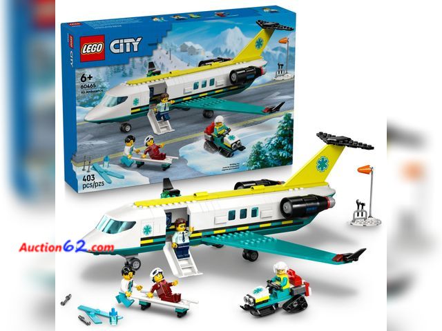 Lot 44-5601M - LEGO City Emergency Air Ambulance Airplane Building Toy for Kids - Pretend Play Rescue Airplane Model for Boys &amp; Girls, Ages 6+ - Buildi...