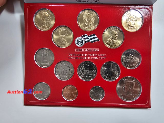 Lot 44-8513p - 2010 DENVER MINT SET. ONE OF THE LARGEST SETS WITH 14 COINS EVER MADE BY THE MINT!!! INCLUDES 1ST YEAR SHIELD DESIGN LINCOLN CENT, THE FIRST...