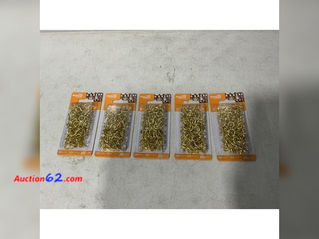 Lot 44-720i - Lot of (5) National Hardware Screw Hooks - Brass Plated, 3/4" Appears New, A basic inspection has been given to this item. Sold AS-IS. See A...