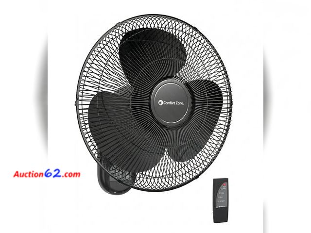Lot 44-4073w - Comfort Zone 16-Inch Wall Mount Fan with Remote Control – Quiet 3-Speed Oscillating Indoor Fan with 90° Wide-Angle Airflow, Timer &amp; Slee...
