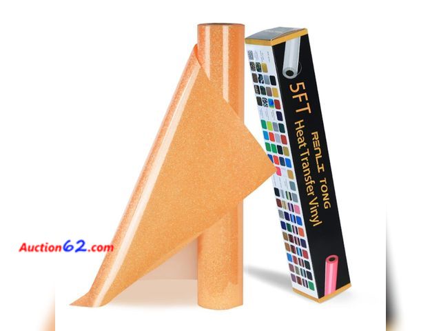 Lot 44-9194 - RENLITONG Fluorescent Orange Iron on Vinyl - 12Inch by 5ft Roll HTV Heat Transfer Vinyl for T-Shirt HTV Rolls for All Cutter Machine - Easy ...