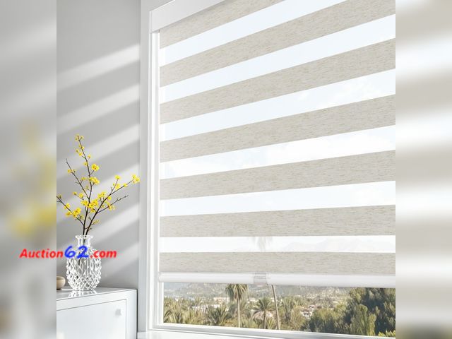 Lot 44-405 - AOSKY Cordless Zebra Blinds for Windows Pull Down Roller Window Shades Dual Layer Light Filtering Privacy for Day and Night, Free-Stop Door ...