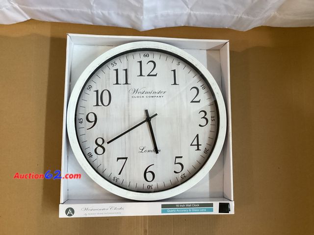 Lot 44-7714i - Lot of (1) 16” wall clock.  Appears New, A basic inspection has been given to this item. Sold AS-IS. See All Photo's
