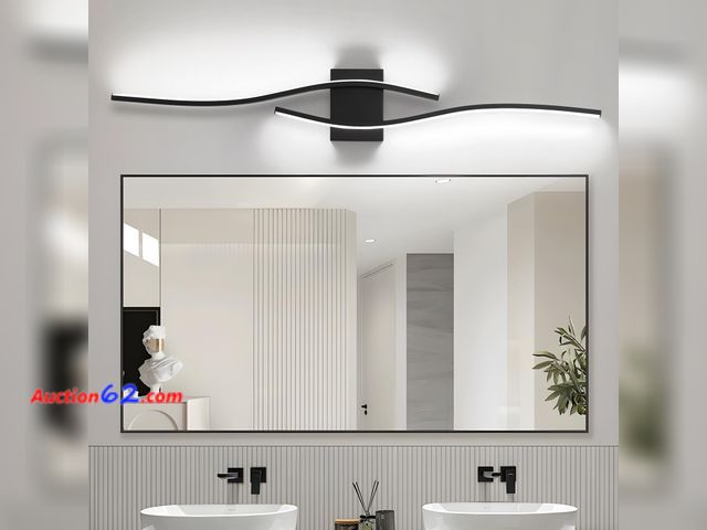 Lot 44-1792w - $129.99 Retail price - Pasoar Modern LED Wall Sconce Set of Two with Remote Control, Stepless Colors 3000K-6000K &amp; Dimming Black Wall Li...