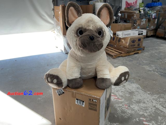 Lot 44-1585p - $50 Retail value- Hugfun International Frenchie Jumbo Plush, Large Stuffed Bulldog, 33.5 inches, Cream and Dark Brown Appears New, A basic i...
