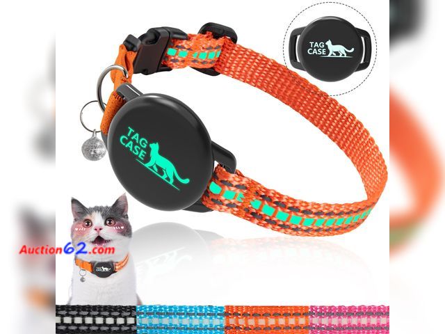 Lot 44-4035a - Lot of (5) Luminous Airtag Cat Collar,PROFAVO Apple Air Tag Cat Collar with Airtag Holder,Reflective Cat GPS Tracker Collar for Girl Boy Sma...