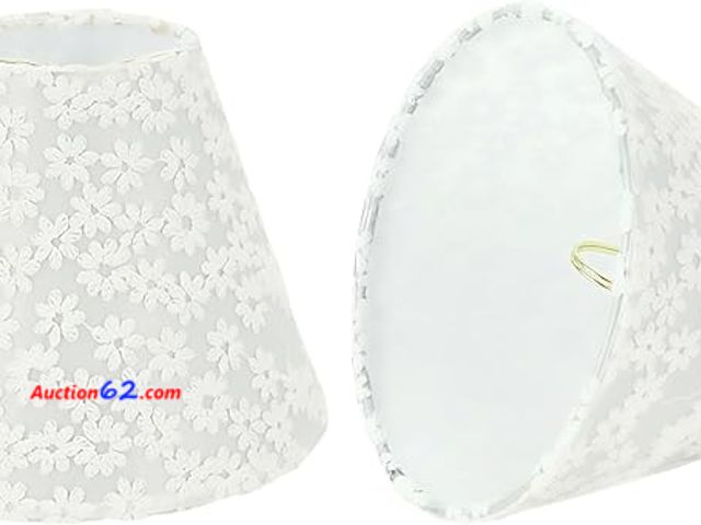 Lot 44-116w - Set of (2) Aspen Creative 32113-2A, Hardback Empire Clip-On Chandelier Lamp Shade, White, 3" Top x 6" Bottom x 5" Slant Height Appears New, ...
