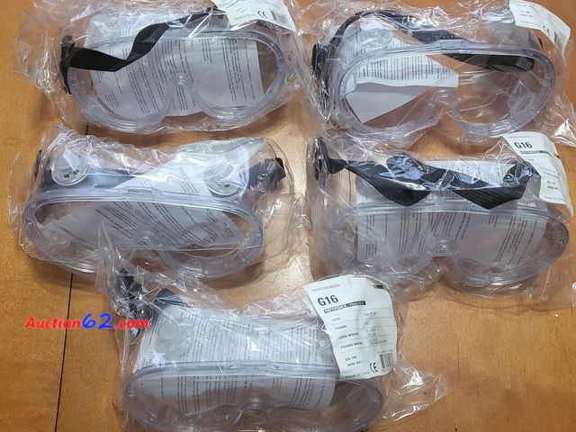 Lot 44-3025g - Lot of 5 - G16 Safety Protective Goggles - New - See Pictures Appears New, A basic inspection has been given to this item. Sold AS-IS. Never...