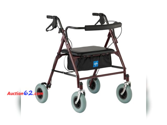 Lot 44-149j - $191.88 Retail price - Medline Bariatric Heavy Duty Steel Rollator Supports up to 500 lbs, Strong, Comfortable Rolling Walker with 8 inch Wh...