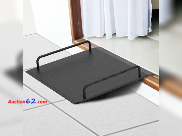 Lot 44-588e - $125.99 Retail price - Metal Door Threshold Ramp with Handles for Steps, 31.5"W for 2.0"~9.0"Rise See All Photo's Not Tested Appears New, A ...