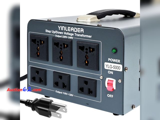 Lot 44-884 - $85.99 Retail price - Yinleader 5000 Step Up/Down Transformer Converter 110/120 Volt - 220/240 Volt w/US Power Cord,Circuit Breaker Protecti...