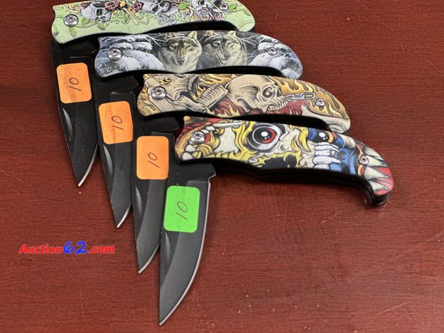 Lot 44-6157w - Lot of 4 china single blade knives. All pre tagged $10 from store closing. New no boxes. See All Photo's Tested & Working Unmarked, No barco...