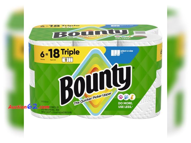 Lot 44-903f - Bounty Paper Towels Select-A-Size, White, 6 Triple Rolls = 18 Regular Rolls Not Tested Appears New with box damage
