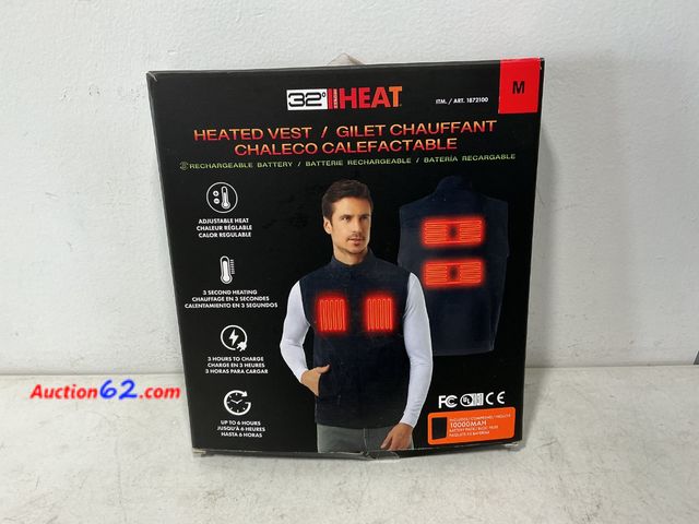 Lot 44-843 - 32 Degrees Heat Heated Vest Size M See All Photo's Not Tested E-Commerce Return, A basic inspection has been given to this item. Sold AS-IS....