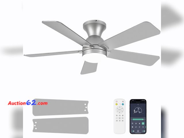 Lot 44-2995e - $109.99 Retail price - Dolavast Ceiling Fan with Lights, 42 Inch Low Profile Ceiling Fan with Light and Remote Control, Flush Mount, Reversi...
