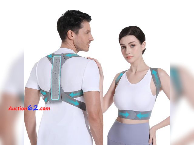 Lot 44-9025 - Size Medium OFIR Upper Back Brace Posture Corrector for Women &amp; Men, Adjustable &amp; Breathable Back Straightener Posture Corrector for...