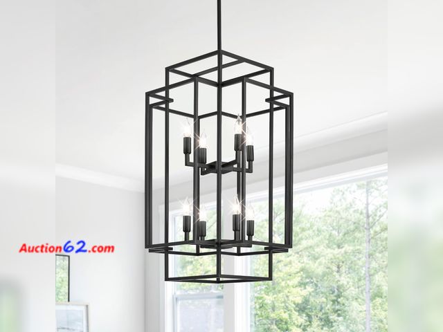 Lot 44-902w - $279.99 Retail price - Sdorens 8-Light Tiered Lantern Pendant Light, Black Farmhouse Chandelier, Large Chandeliers for High Ceilings, Modern...