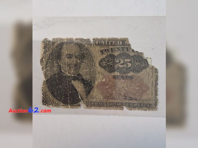 Lot 44-8306g - ***VERY RARE *** 1874 TWENTY FIVE (25) CENT FRACTIONAL CURRENCY WITH PORTRAIT OF ROBERT J. WALKER ON THE FACE. THIS PIECE IS FROM THE FIFTH ...