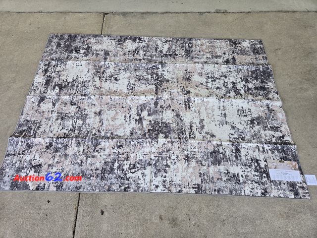 Lot 44-6970p - WondRg 5x7 Washable Area Rug Grey Beige Rustic Abstract Living Room Bedroom Throw Rug Non Slip Distressed Low Pile Durable Appears New, A ba...