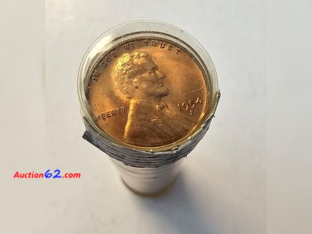Lot 44-8329v - BRILLIANT UNCIRCULATED ROLL OF 1954-S LINCOLN WHEAT CENTS. MINTED IN SAN FRANCISCO.-NT
