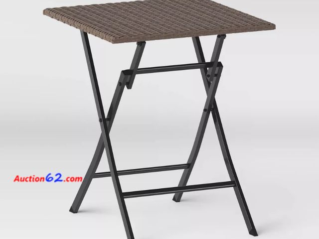 Lot 44-4023w - Room Essentials Folding Patio Bistro Table, Durable Steel Frame, Powder Coated Appears New, A basic inspection has been given to this item. ...