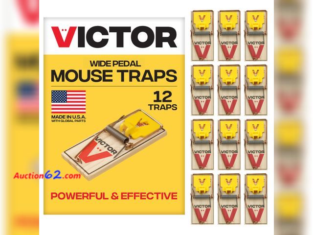 Lot 44-604e - Victor Mouse Traps M035-12, Plastic Pedal, Sustainably Sourced FSC Wood, Wooden Mouse Traps, 12 Pack See All Photo's Not Tested Appears New,...
