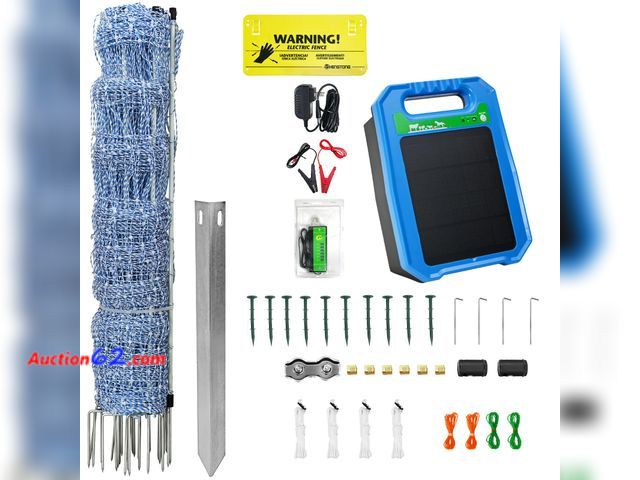Lot 44-590e - $359.99 Retail price - 35"x164' Electric Fence Netting Solar Kit for Sheep Garden Backyards See All Photo's Not Tested Appears New, A basic ...