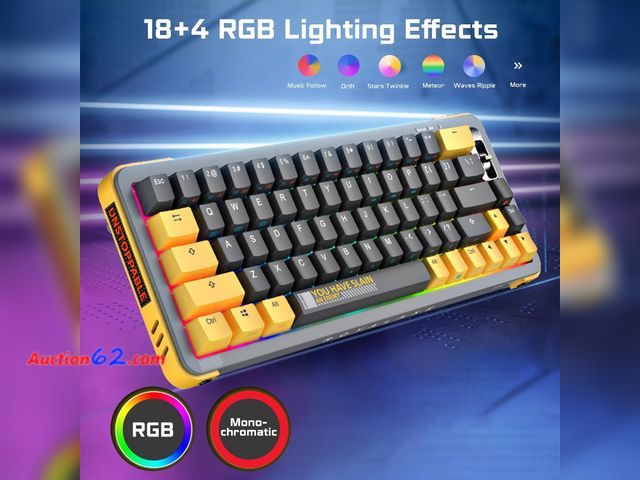 Lot 44-3024f - New ROYALAXE - Y68 TKL Wireless Mechanical Keyboard, Hot Swappable Wired/Bluetooth 5.0/2.4G Wireless Keyboard with RGB Light for Windows and...