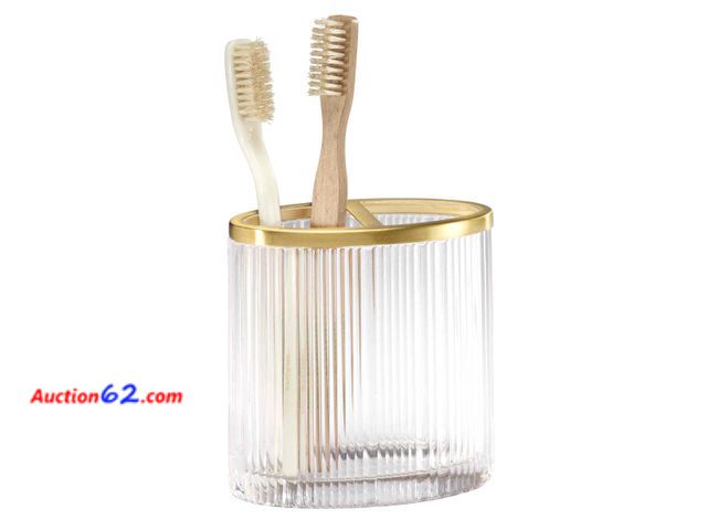 Lot 44-1988o - Nicole Miller - Toothbrush Holder, Glass Countertop Accessories, Dorm Room Essentials (Louise Collection, Clear) Not Tested See All Photo's ...