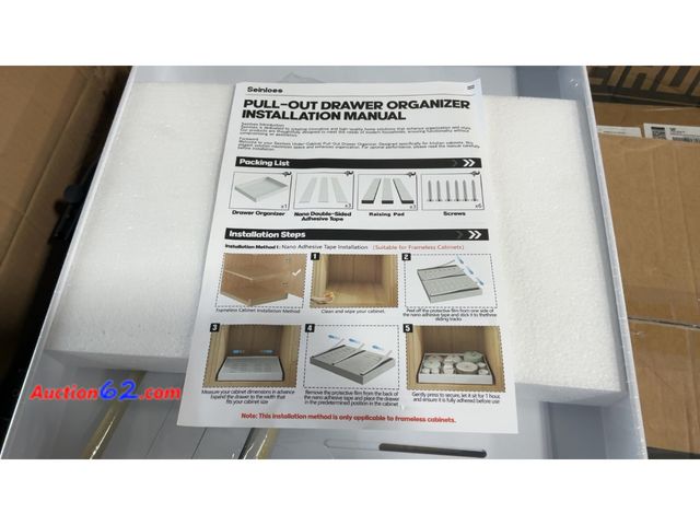 Lot 44-1973 - Seidoes Pull-Out Drawer Organizer Installation Manual and Parts Not Tested See All Photo's Appears New, A basic inspection has been given to...