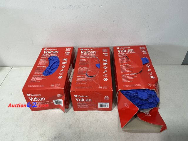 Lot 44-540j - Medicom Vulcan Nitrile Gloves Latex-Free General Purpose Indigo Color 150ct, MD See All Photo's Not Tested E-Commerce Return, A basic inspec...