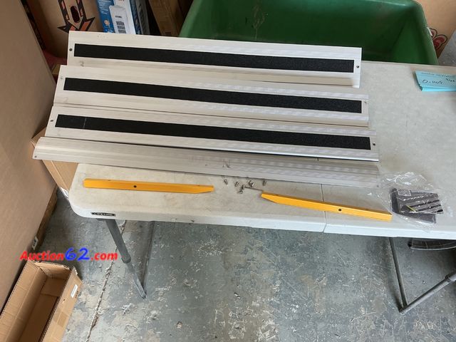 Lot 44-1105 - $89.99 Retail price - Nuvium 4" Rise Door Threshold Ramps for Doorways, Stable Yellow Edge, Aluminum Wheelchair Ramp for Home Steps, Adjusta...